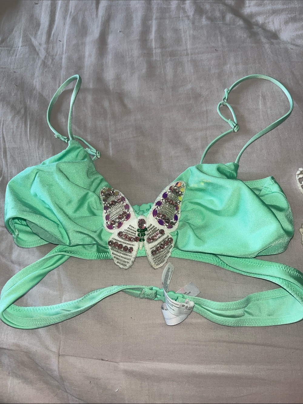 Urban Outfitters Butterfly Appliqué Mint Green Bralette Top